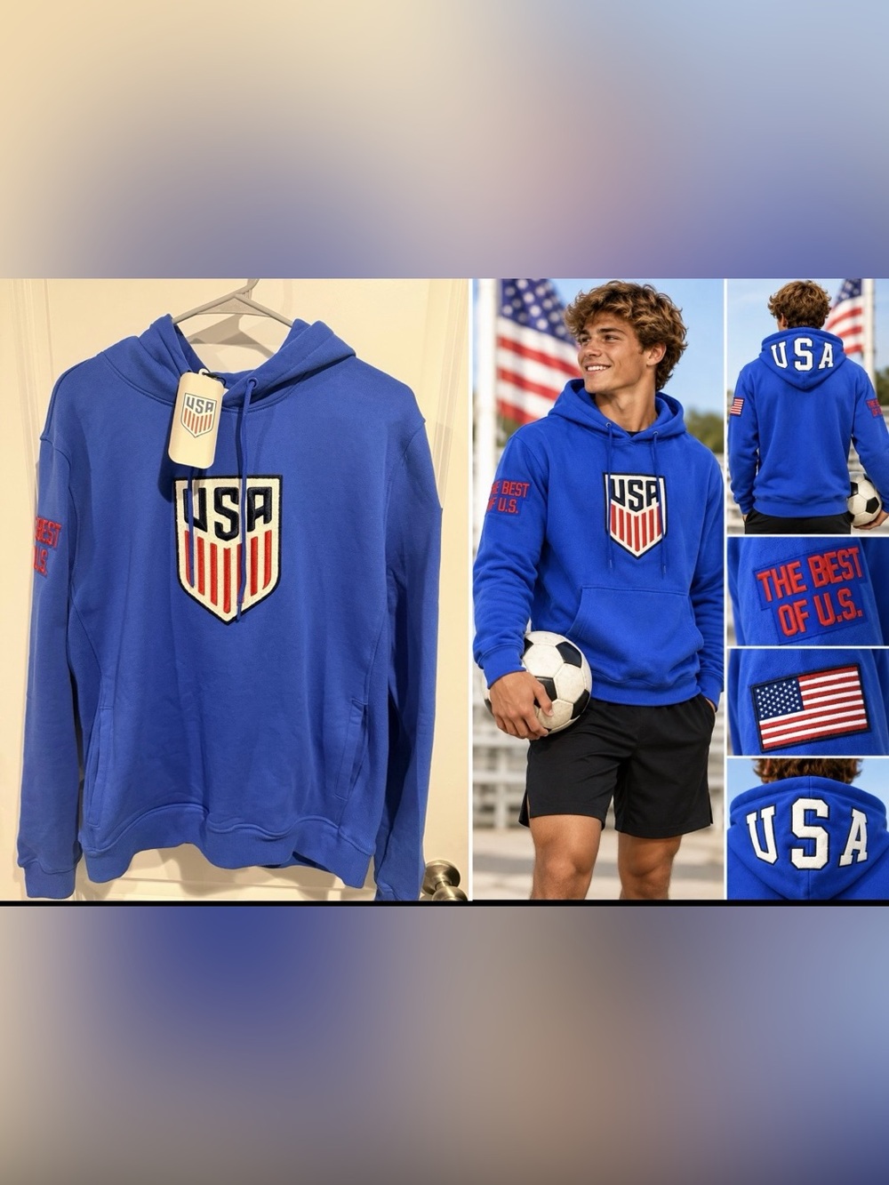 NWT Men's Streetwear Pro Standard USA Soccer Luxury Athletic Hoodie sz S